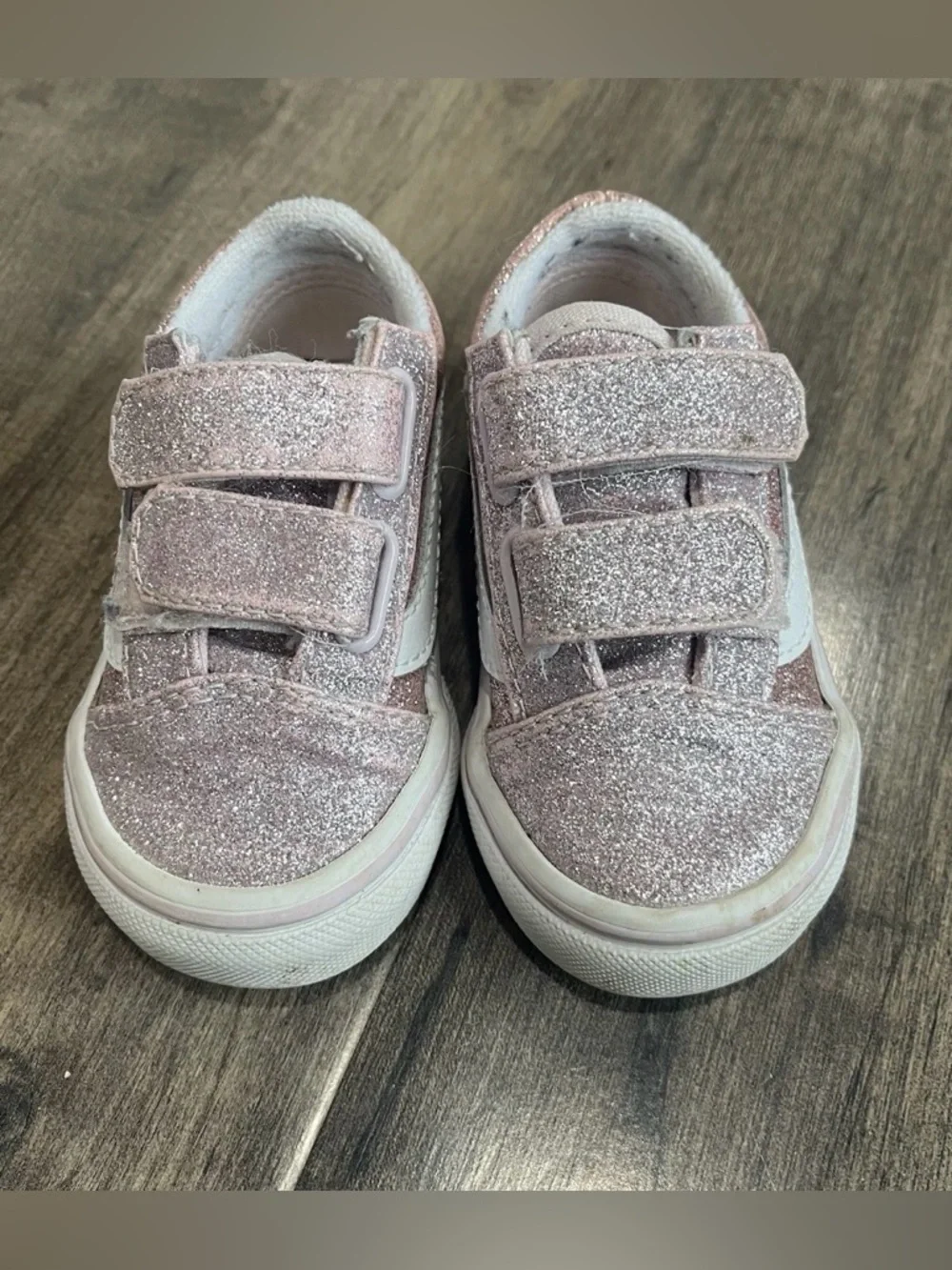 Vans Old Skool V Pink Glitter Skate Shoe -Baby/Toddler Size 4.5 Limited Edition